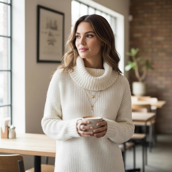 Lauren Ralph Lauren Sweaters - Ralph Lauren Cozy White Turtleneck Sweater Mohair Open Knit Cozy Winter Ski Snow